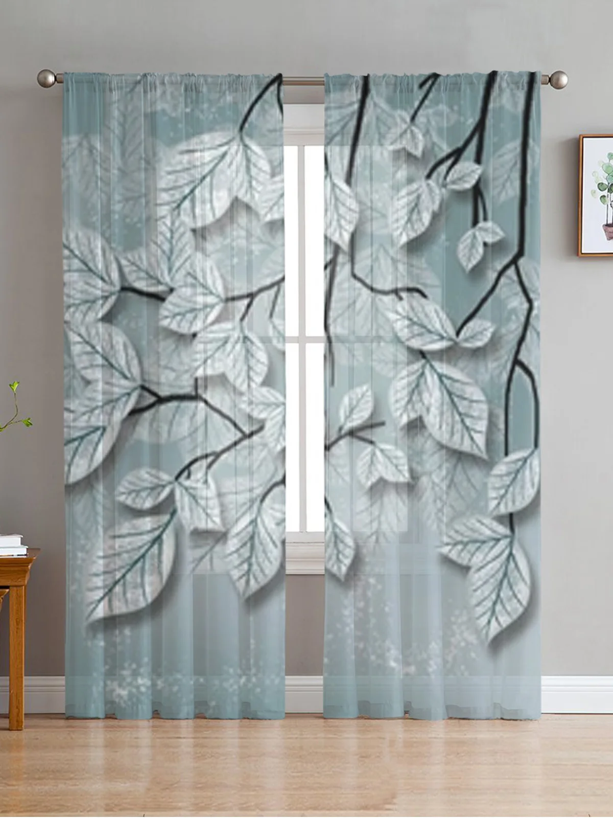 Modern Tree Branch Sheer Curtains Bedroom Voile Curtain Living Room Window Sheer Curtains Kitchen Tulle Drapes