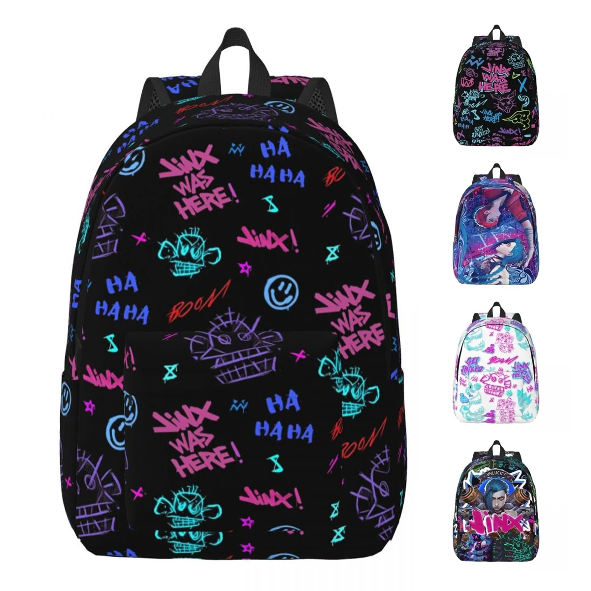 Arcane Anime Fashion Backpack Sports High School Business Jinx Monkey Graffiti Daypack Men Women College Bag