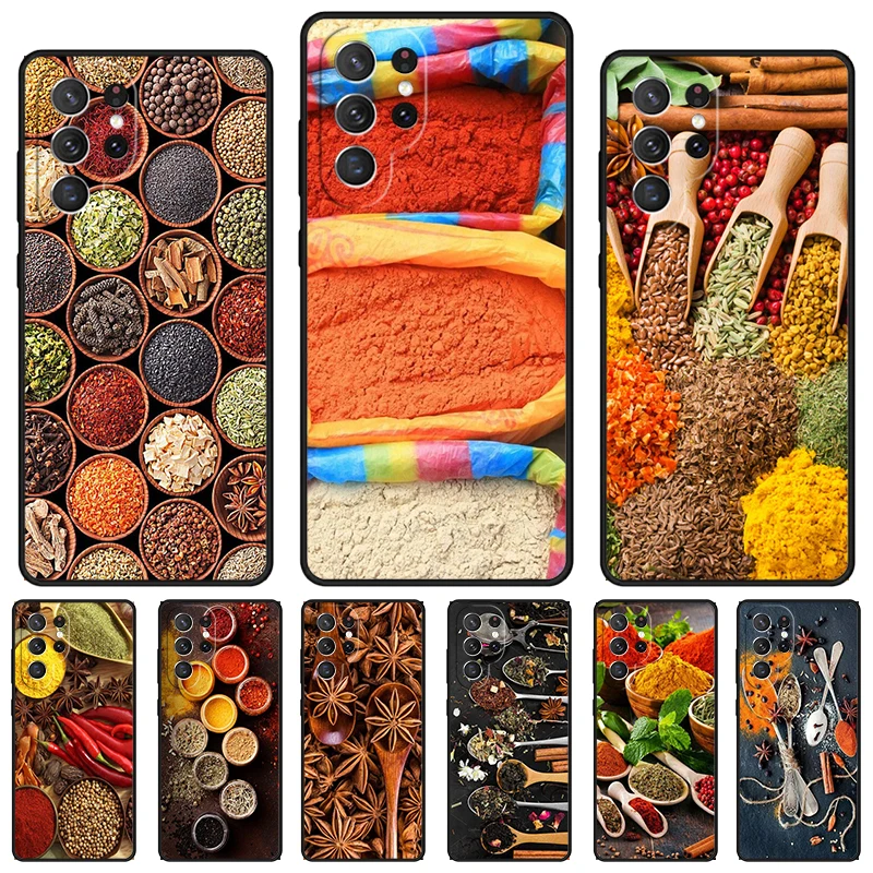 Spices Seasoning Cooking Chef phone case For Samsung Galaxy S24 S23 S22 Ultra Note 10 20 Plus S8 S9 S10 S20 S21 FE Cover