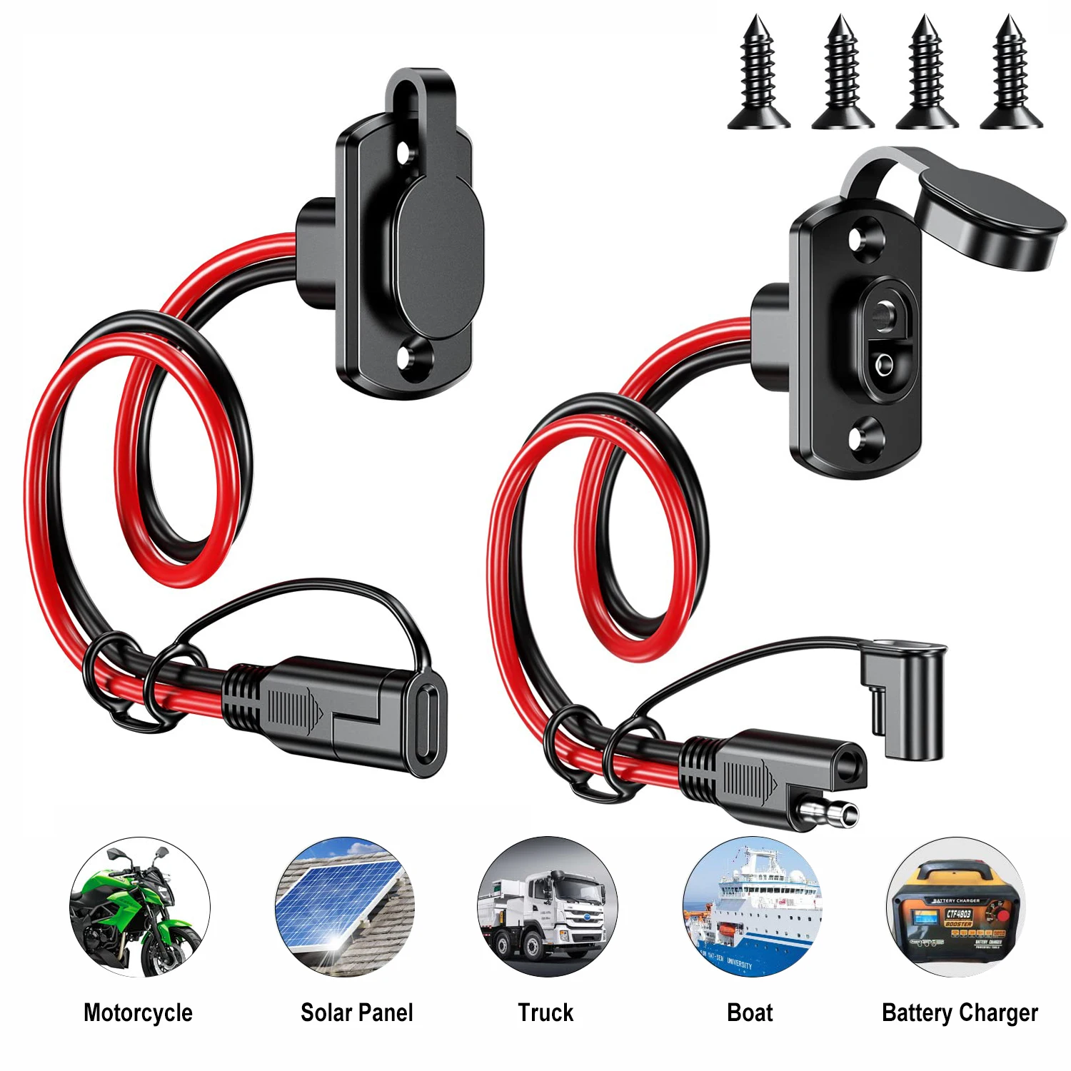 Waterproof SAE Quick Connector Harness SAE Adapter Male Plug To Female Socket Cable 18AWG 50CM Extension Cable