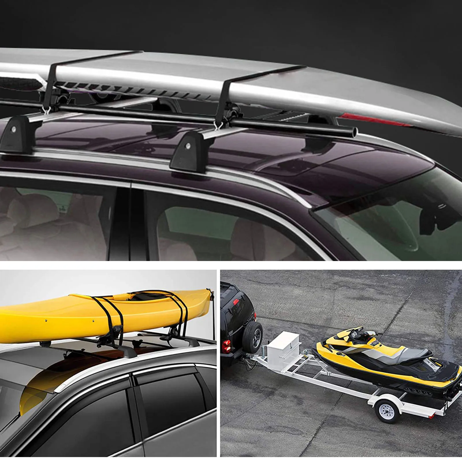 

2 pcs Car Roof Rack Luggage Bind Belts Polyester Tensioning Straps Trailer Tie Down Kayak Sash Black Cargo Canoe Utility