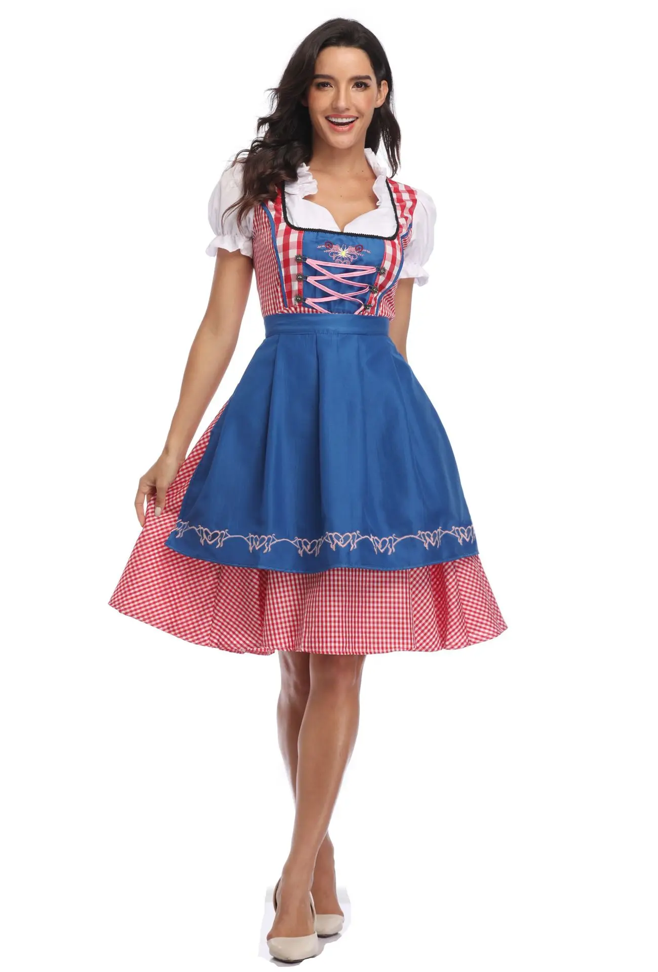 Dorosłe kobiety Oktoberfest Dirndl kostium bawaria impreza z piwem dziewczyna Wench kostium Fantasia strój