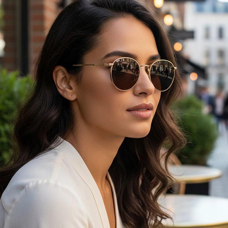 Novos óculos de sol modernos com moldura oval com estilo retrô de Hong Kong, proteção UV, sofisticados e elegantes 3220