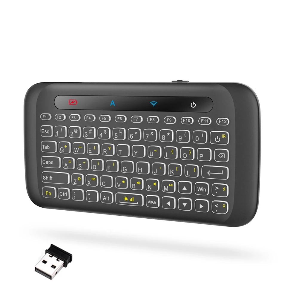 Touch Screen Air Mouse Backlight Keyboard Colorful LED Touchpad Keyboard Wireless Adjustable Brightness with USB Dongle Receiver