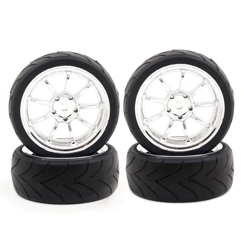 1:10 RC Rally Tires Wheels Set 4PCS for HSP 94122 94123 On Road Car All Terrain High Grip Rubber Off Road Conversion Upgrade Kit