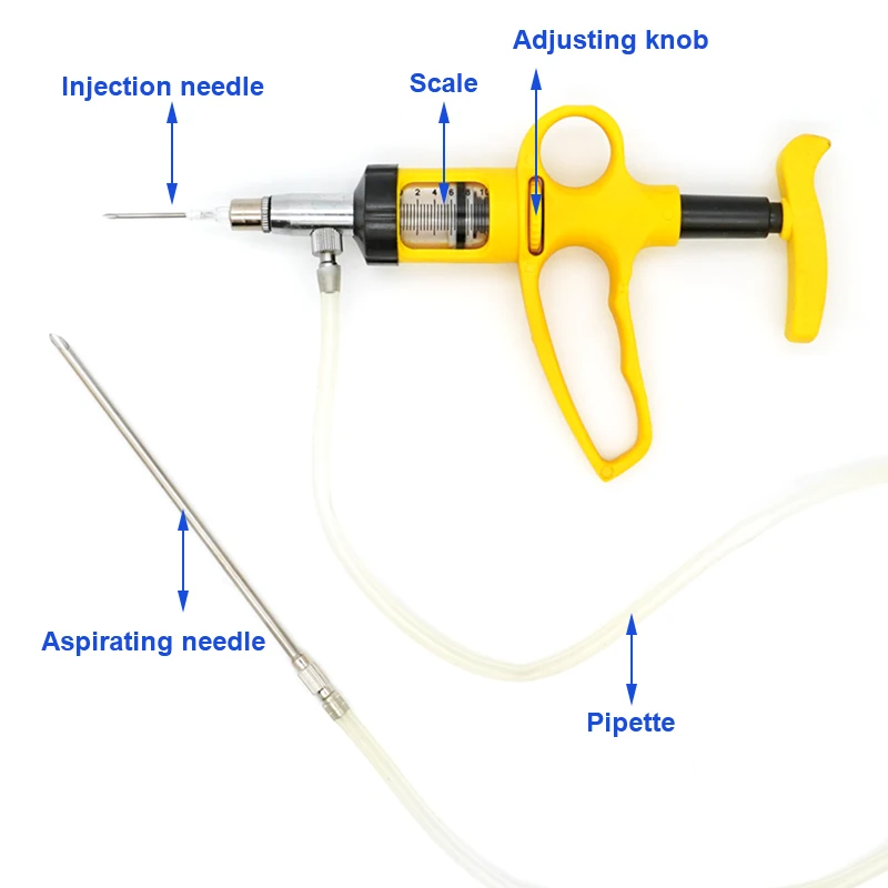 5ml/10ml Veterinary Drench Gun Animal Continuous Syringe Injector Infusion Device Pig Cattle Sheep Chicken Vaccine Injection 1Pc