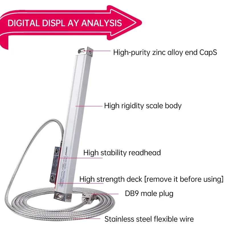 NT-M-5um  High Precision Milling Lathe Grinder DRO Linear Glass Scale 450mm-1000mm TTL  5VDC Grating Ruler Sensor Displacement