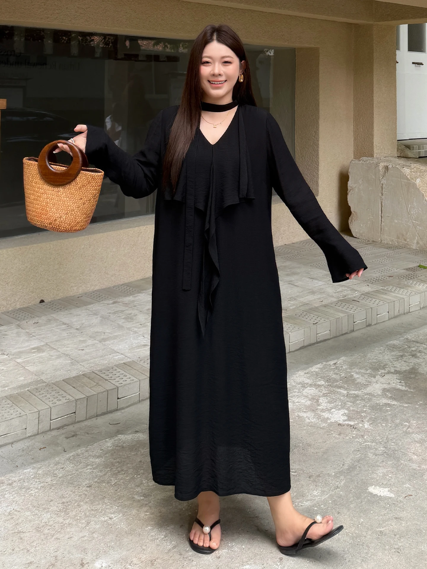 

plus Size Women's Design Sensation Chiffon Long Skirt Summer New Loose Slimming Dress Urban Commute Casual Street Style