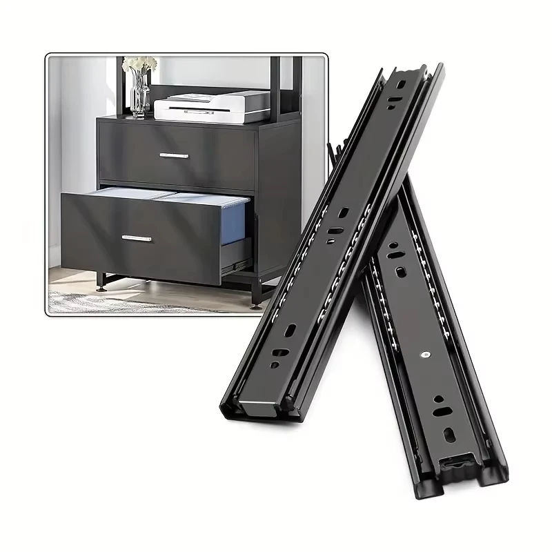

Drawer Slides Cold Rolled Steel Hydraulic Damping Buffer Slide Silent Three-Section Wardrobe Guide Rail Furniture Hardware