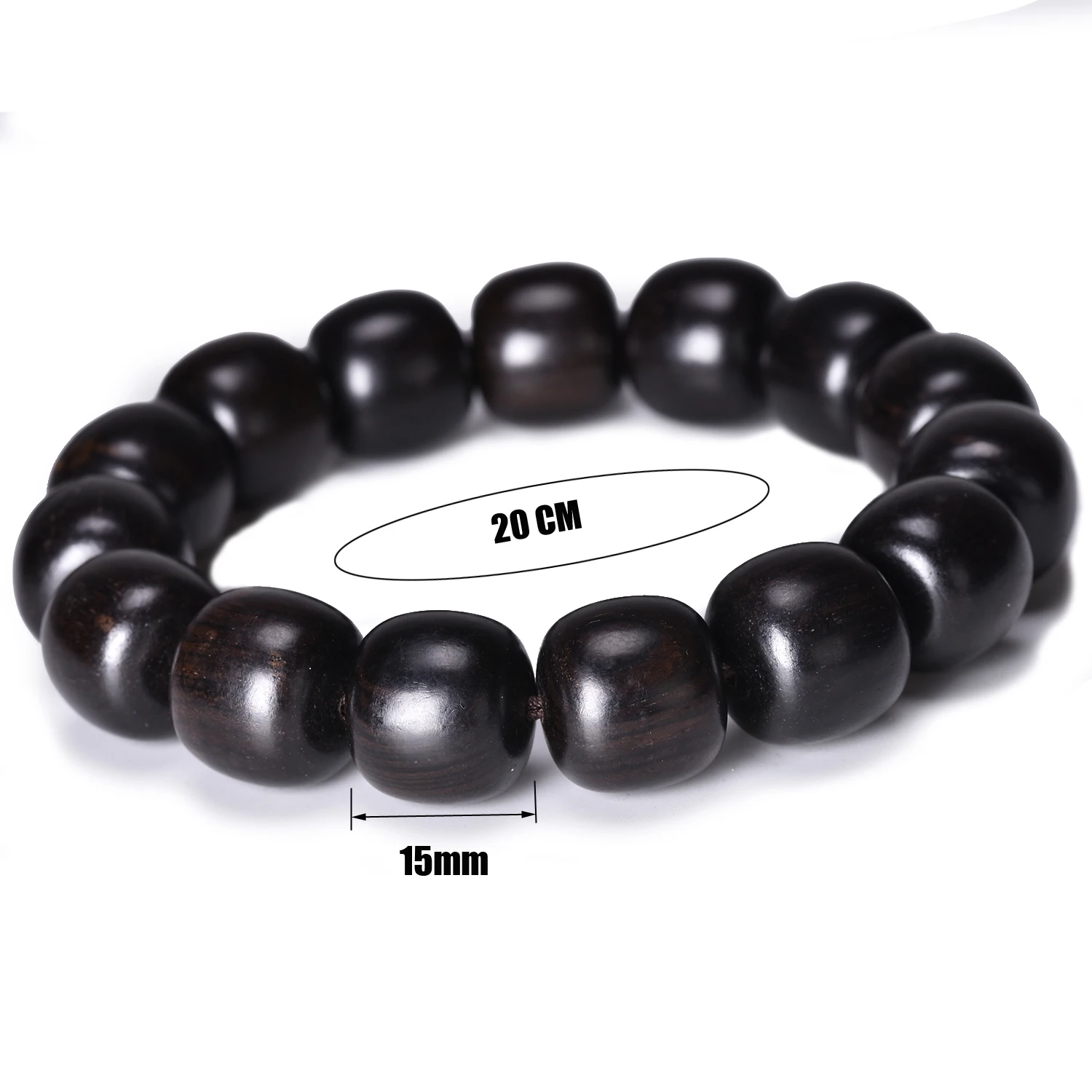 Natural Ebony Old Type Wood Beads BUddha Bracelet for Men Dalbergia Nigra 15mm Beaded Prayer Bracelets