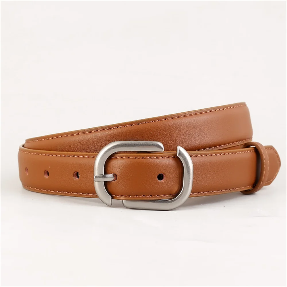Autumn Winter Belt for Women Genuine Leather Silver Buckle Decoration Simple Versatile Suede Belt with Jeans Clothing Accessory