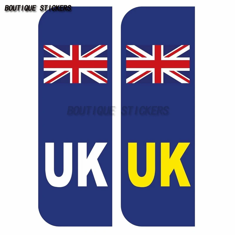 

2 x UK Car Stickers - UK Flag Reg Plate Self-Adhesive Vinyl for Car, Van, Lorry