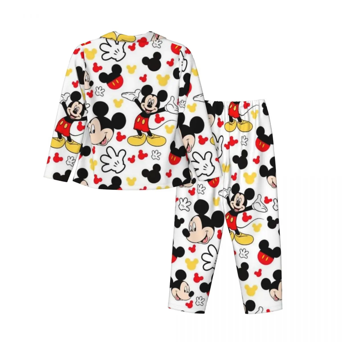 Disney Mickey Mouse Women\'s Pajamas Set Button Down Pajama 2 Piece Suit Pyjama Femme Nightwear Loungewear