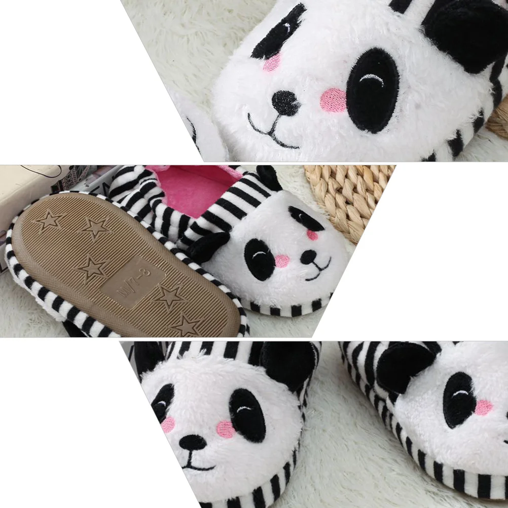 1 par anti deslizamento quente crianças chinelos dos desenhos animados panda design crianças interior inverno chinelo sola macia máquina lavável