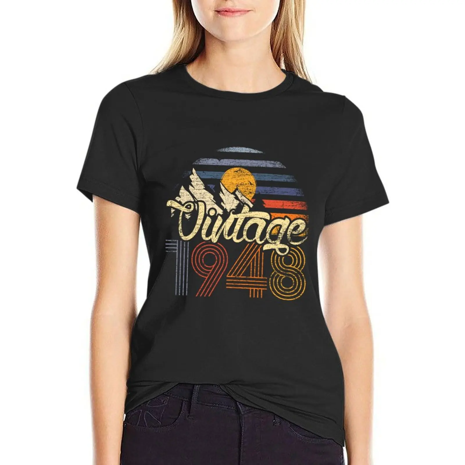 

Birthday Gifts Year Old Vintage Since 1948 T-Shirt Blouse customs anime tops Women