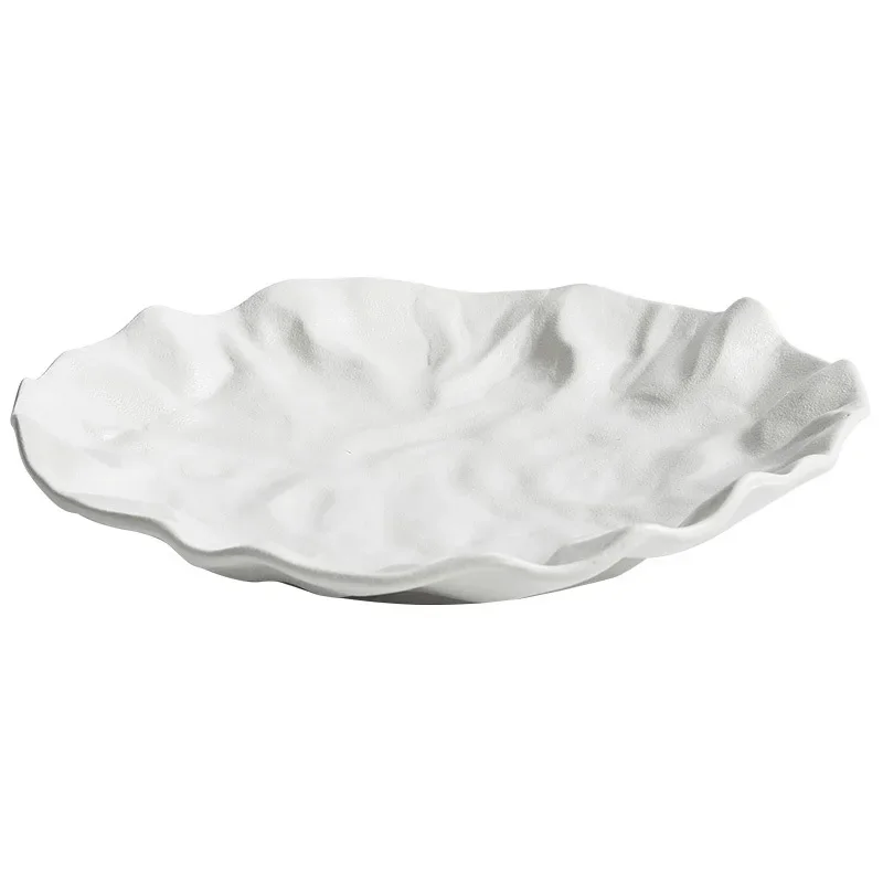 Wrinkled Ceramic Plate Restaurant Steak Solid Main Dish Service Tray Home Kitchen Dessert Fruit Tableware