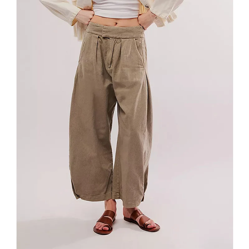 Women Mid Waist Pants Aesthetic Solid Loose Drawstring Trousers Joggers Baggy Wide Leg Sweatpants y2k Clothes