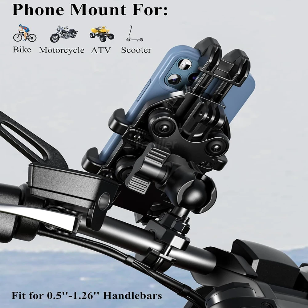 Motorcycle Phone Holder Vibration Dampener Anti-Shake Motorcycle Phone  Mount Handlebar for Bike Bicycle Scooter Fit 5.4''-7.2''