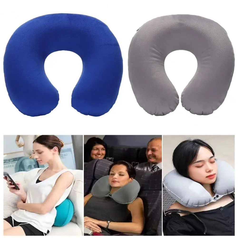 Almohada inflable para el cuello en forma de U, espuma viscoelástica para aliviar la fatiga, reposacabezas Ideal para viajes y vuelos, cómodo cojín de soporte para dormir