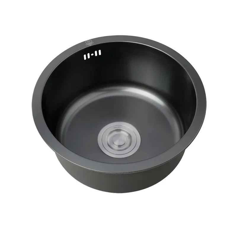 Excellent Nano Black Stainless Steel Round Basin Sink Vegetable Sink Small Single Slot on The Kitchen Bar 28-32cm Integrated Str