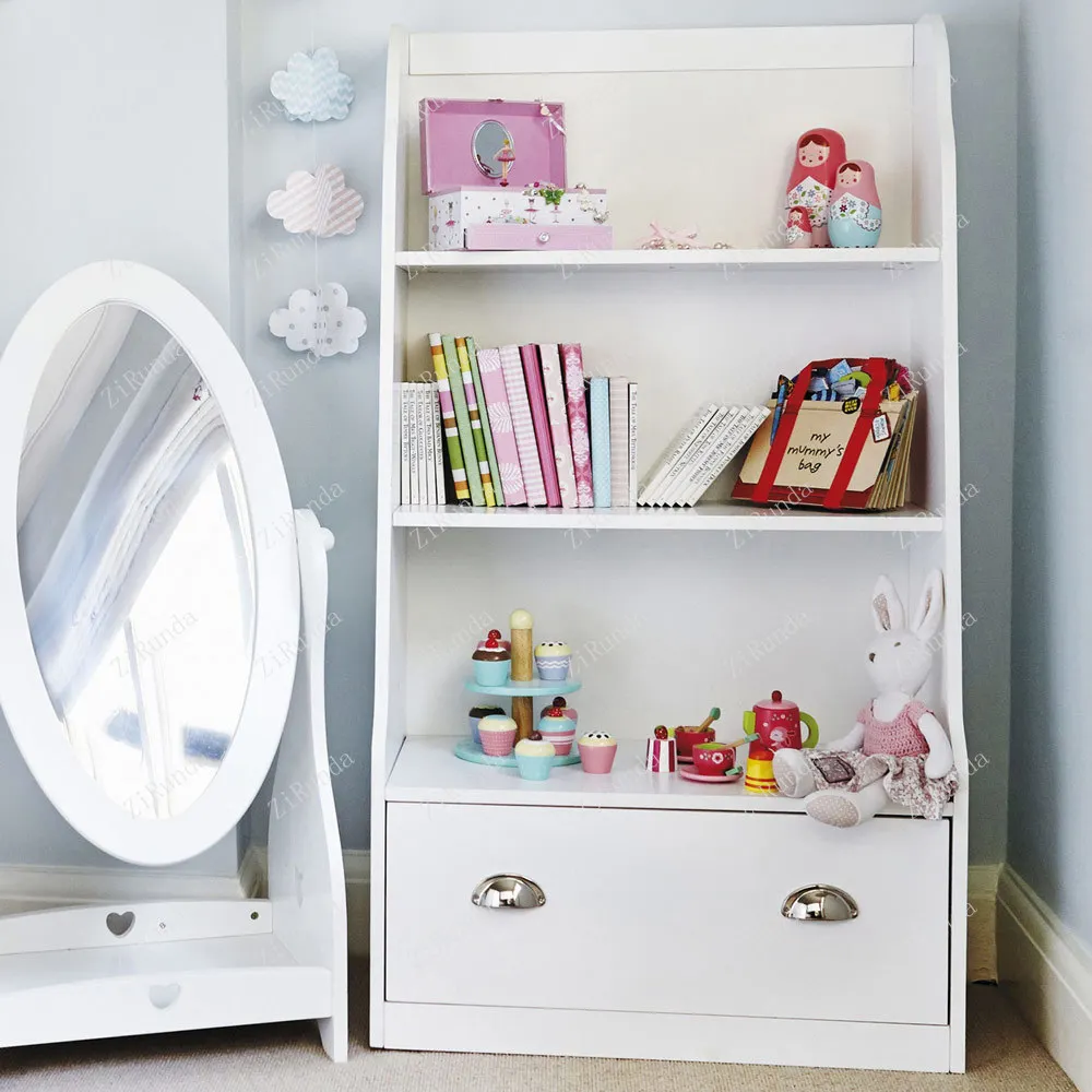~Children's Simple Bookcase Locker Drawer Multifunctional Toy Cabinet White Bucket Cabinet Bookshelf