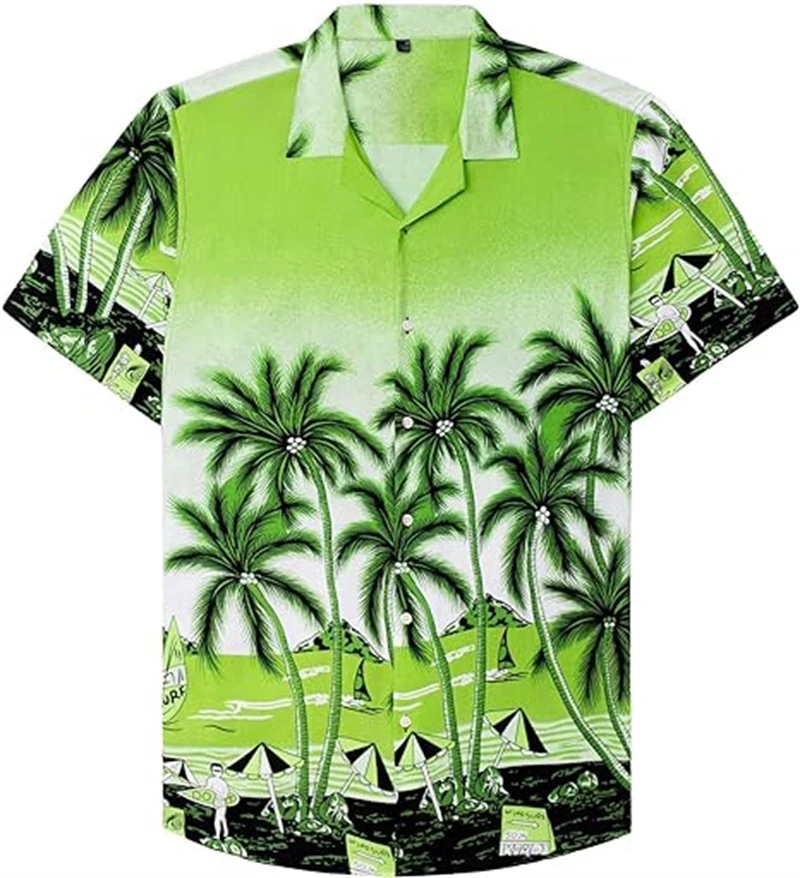 

Tropical Rainforest 3D Printing Shirts Men Clothing Summer Hawaiian Beach Shirt Vintage Short Sleeve Y2k Top Lapel Button Blouse