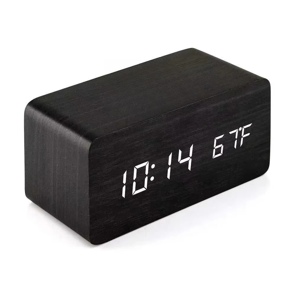 

Wooden Light Emitting Diode Alarm Clock Wireless Charger Charging Clock