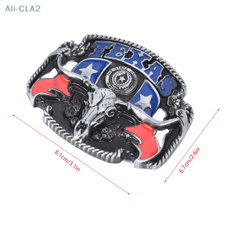 Fibbia per cintura in pelle in lega di toro Texas da cowboy da uomo occidentale punk vintage