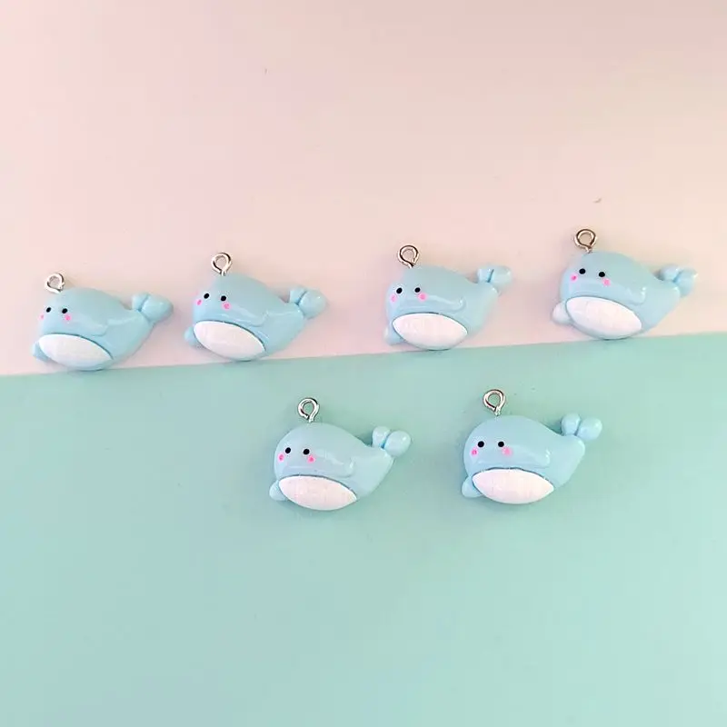 10PCS Whale Kawaii Cartoon Ocean-Series DIY Resin Necklace Pendant Earrings Bracelet Keychain Bag Decoration Accessories S27