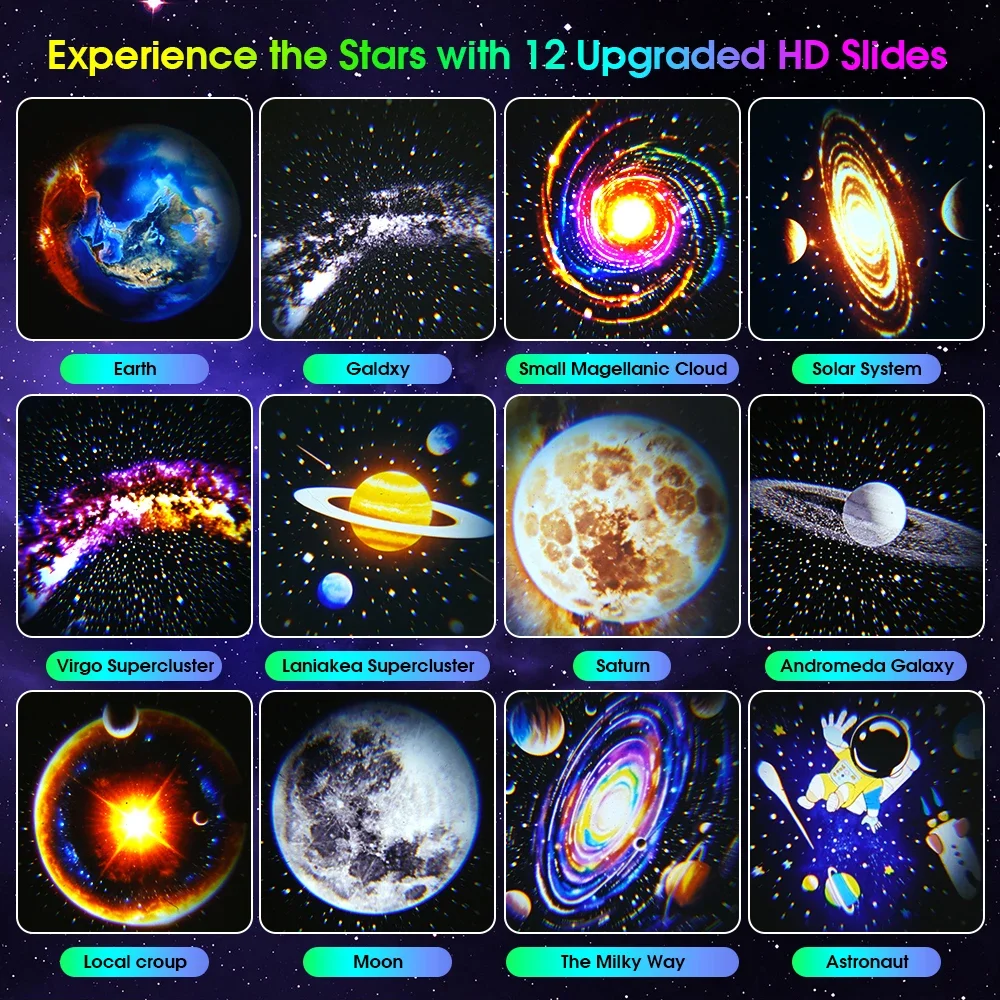 Astronaut Projector with 12pcs Film Astronaut Starry Sky Night Light, Galaxy Projection,Creative Birthday Gift, Space Room Decor