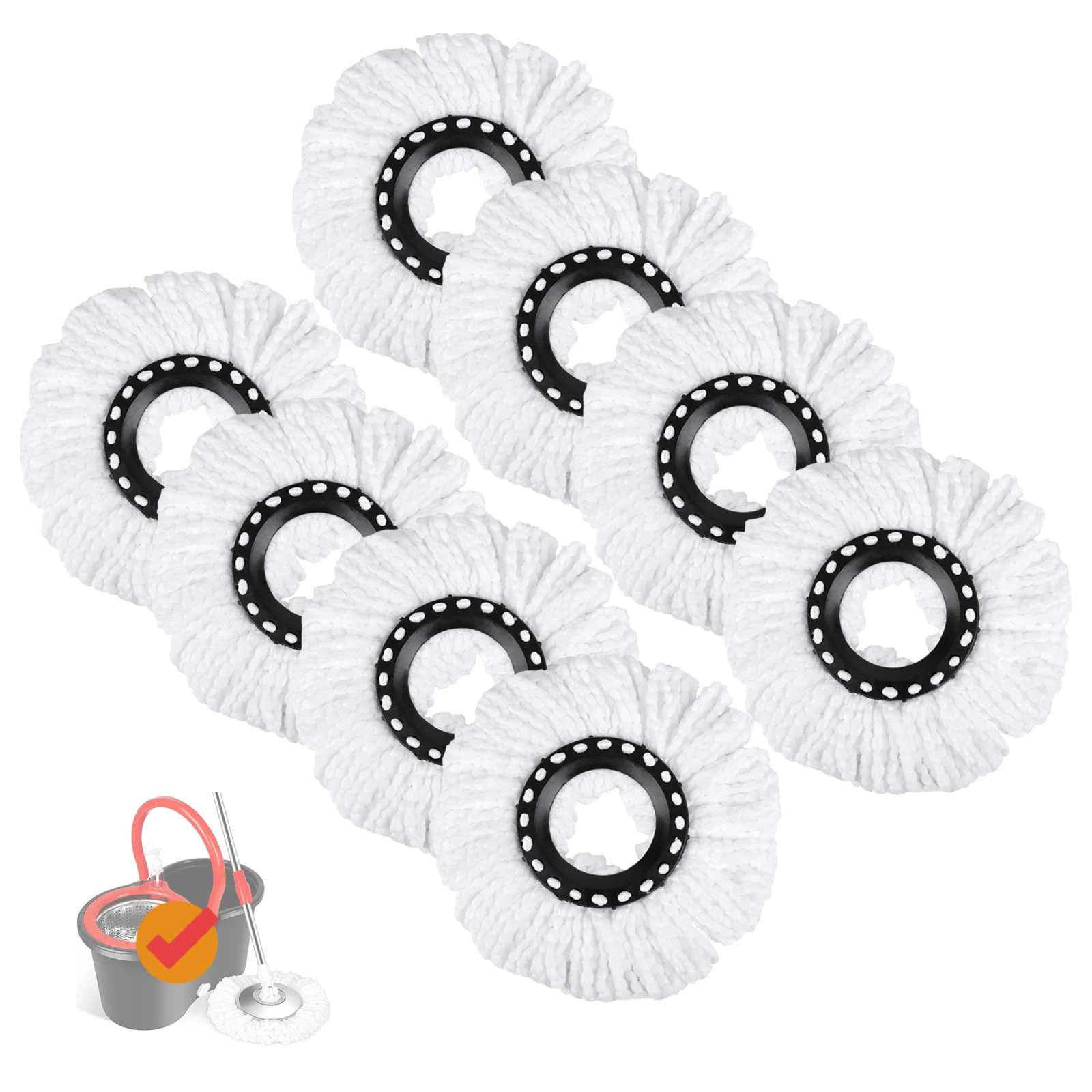 Spin Mop and Bucket Set Replacement Round Heads, 4/8 Pieces Microfiber Refill for Choose, Dual Use of Dry and Wet