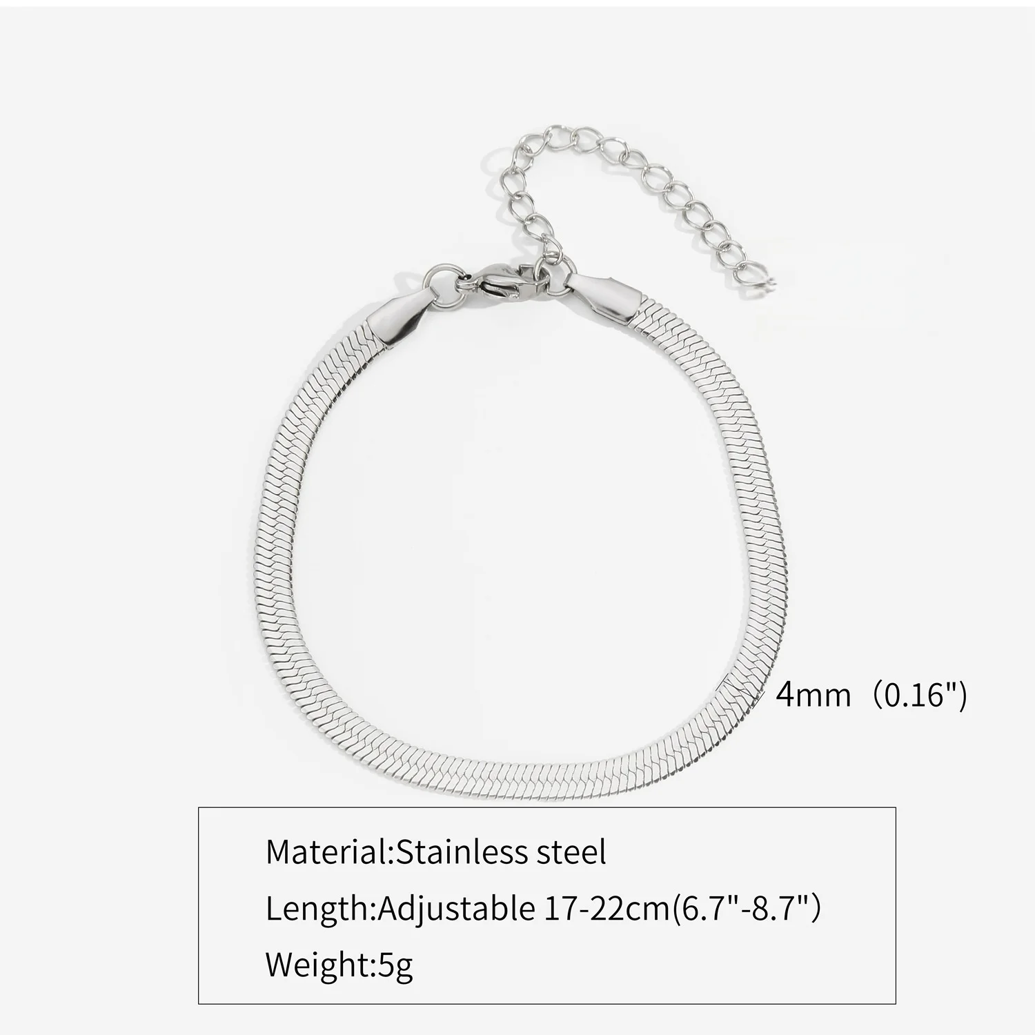 3mm Silver Color Stainless Steel Flat Chain Bracelet Simple Bracelet For Men Retro Jewelry Trendy Accessories Women Bracelet image 5