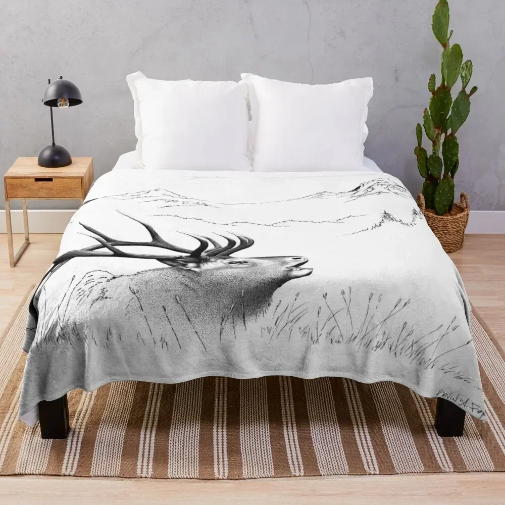 

Bull Elk Throw Blanket Beach Decorative Sofa Furrys Shaggy Blankets