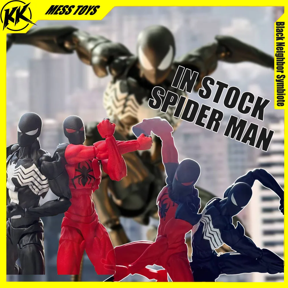 Mess Toys Spiderman Abito nero Vicino Symbiote Figura Spiderman Action Figures Ct Toys Nero Rosso Spider-Man Figurine Giocattoli per bambini