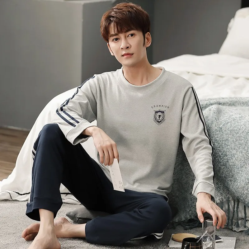 

Sleepwear Men's Clothing Suits Autumn Thin Korea Home Simple Cozy Loose Casual Slim Breathable Temperament Cool Casual Cartoon