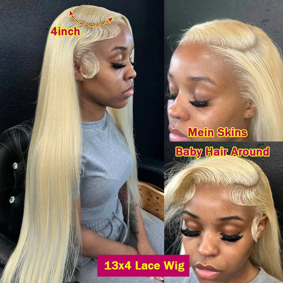 613 Blonde Straight Lace Front Wig Human Hair 13x6 Transparent Lace Frontal Wig Pre plucked For Women 13x4 Lace Front Wig