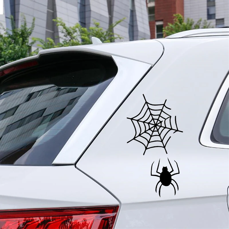 CS-11842# Наклейка на авто Паук и паутина Spider and Web Car Sticker Vinyl Decal Waterproof Auto Decors Car Accessories