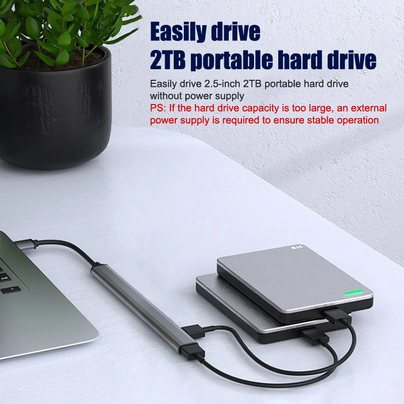 PC 노트북용 USB C 타입 고속 멀티 분배기, 7 포트, 5Gbps 고속 데이터 변속기, 멀티 포트, USB A 허브 포트