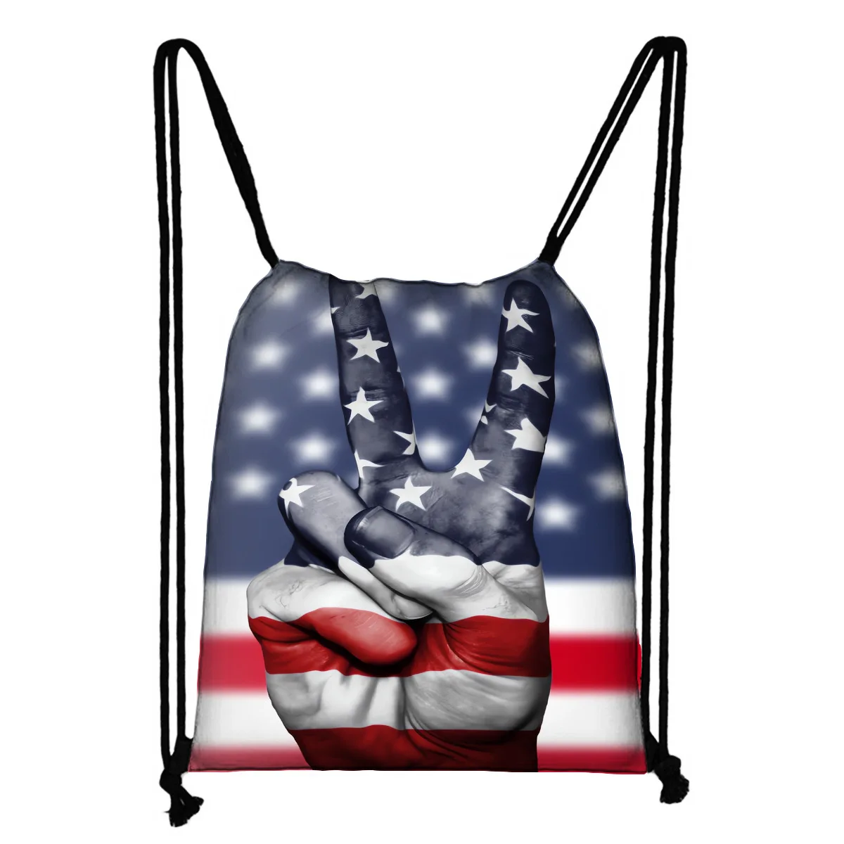 America Flag Independence Day borsa con coulisse 4 luglio statua della libertà Eco Sport zaino cinturino tasca velluto personalizzato all'ingrosso