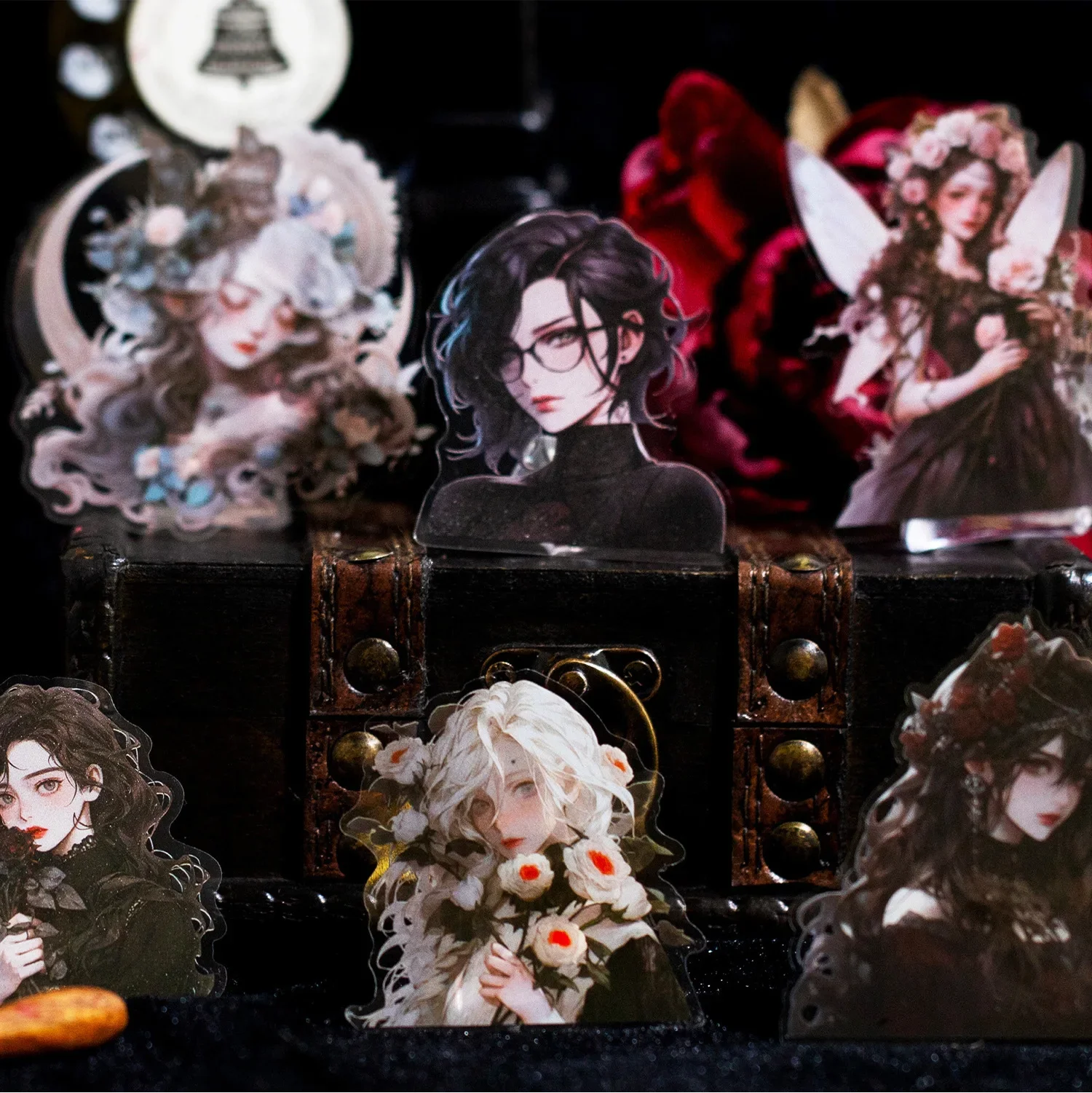 30pcs Dark Academy Series Gothic ตัวอักษรคู่มือวัสดุตกแต่ง 6 รูปแบบสติกเกอร์