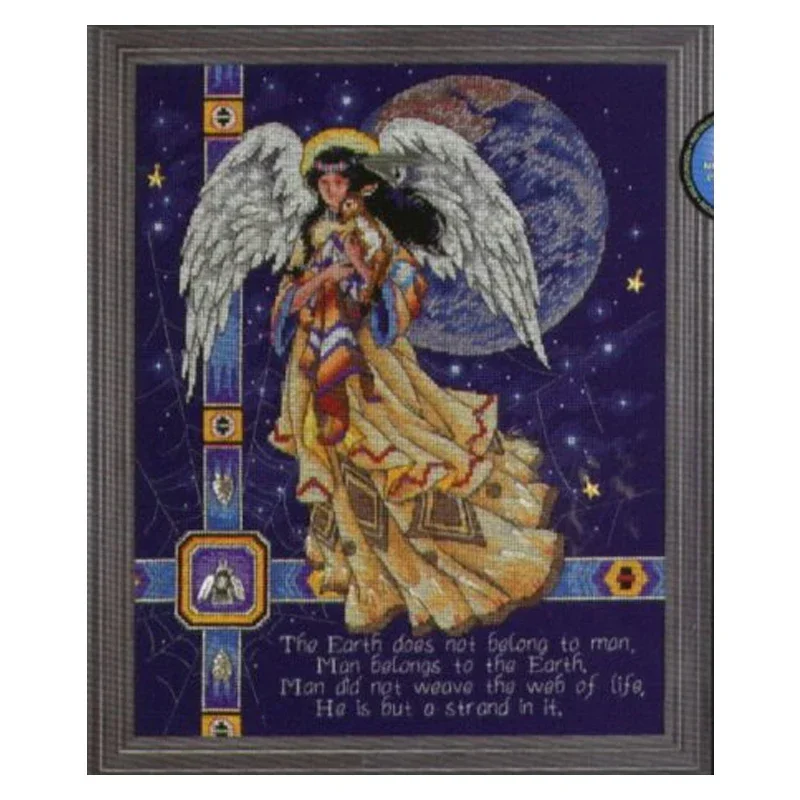 Amishop Gold Collection Lovely Counted Cross Stitch Kit The Web Of Life Angel Goddess And Moon Star Starry Night Dim 72733