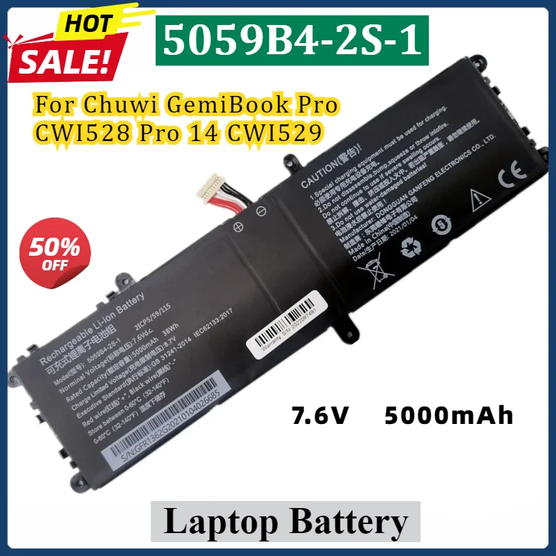 

New 5059B4-2S-1 5059B4-2S Laptop Battery For Chuwi GemiBook Pro CWI528 Pro 14 CWI529 Q512G20090943 2ICP5/55/115