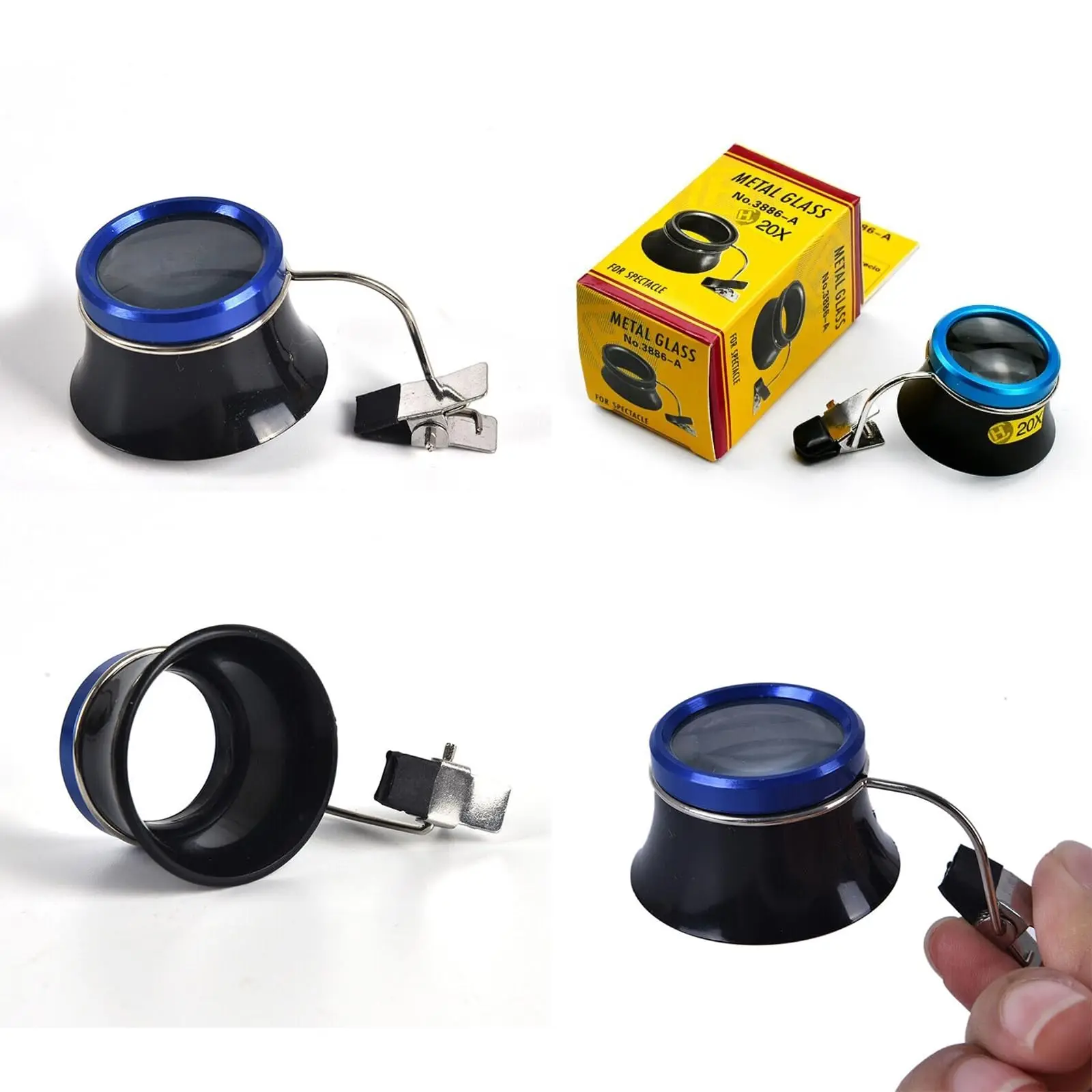 Clip-On Brillenlupe 5X 10X 20X Augenlupe Vergrößerungsglas Tragbares Okular Uhrmacherlupe für Uhrenreparatur – Detail 2