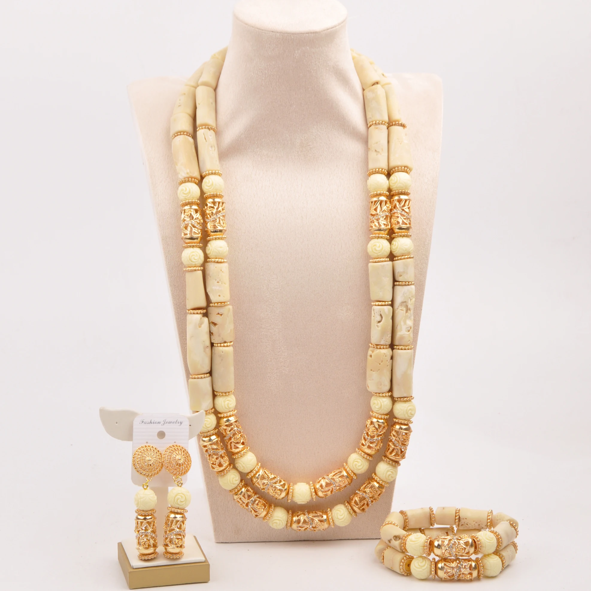 

Fashion Nigerian Coral Bead Necklace African Jewelry Set