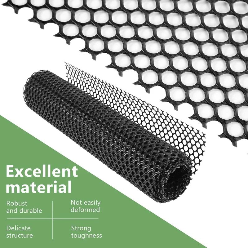 ●15.7 Inch X 10FT Plastic Chicken Fence Mesh,Hexagonal Fencing Wire for Gardening, Poultry, Chicken Wire Frame Black