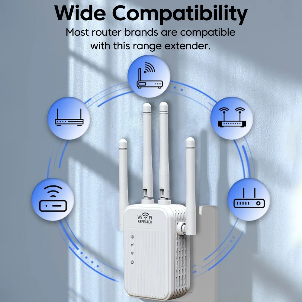 Picture 3: WiFi Signal Amplifier Repeater 300M 4 Antenna European And American Standards Wireless Network Repeater Booster