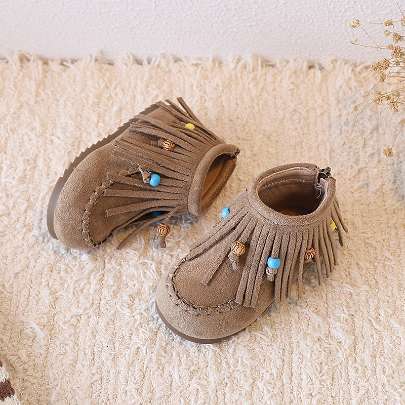 2025 جديد الخريف الفتيات أحذية الموضة نمط جديد أحذية الأميرة مع شرابات عالية أعلى حذاء من الجلد للطفل الصغار ЖеСы БТНК #5