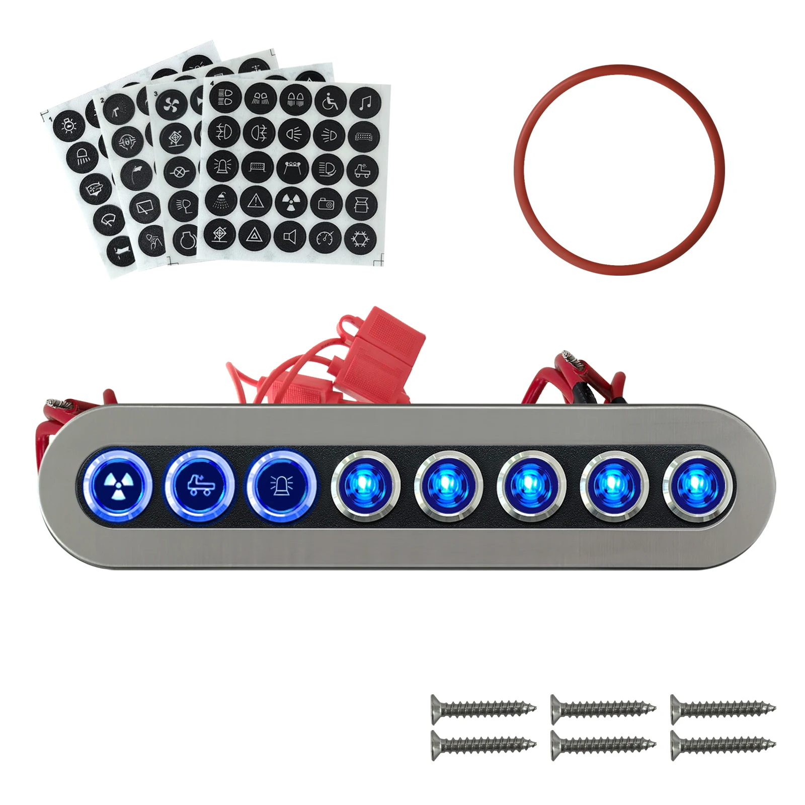 

DC 12V 15A Морская лодка Автомобильный кнопочный переключатель Панель Корпус из нержавеющей стали Старт-стоп Выключатель аварийного стеклоочистителя Подсветка Держатель предохранителя