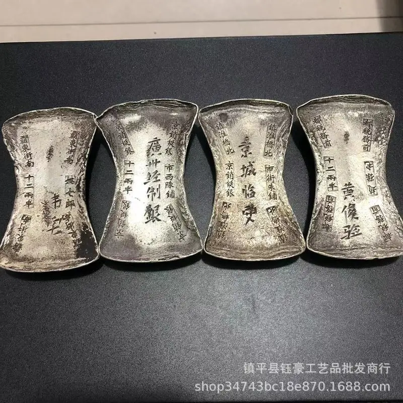 coin collection, antique , white copper ingots, honeycomb-shaped bars, and silver craft items