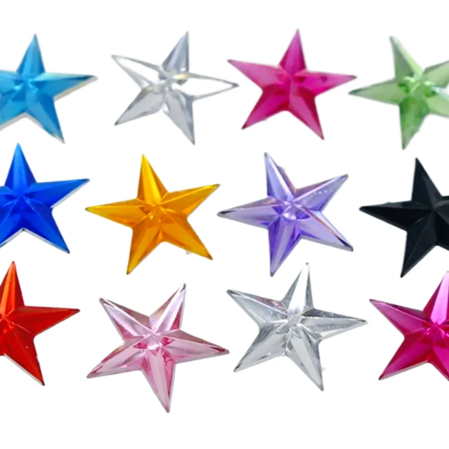 10mm/15mm/20mm High Brightness Pentagram Acrylic Flat Bottomed Rhinestone Fashionable and Versatile Star DIY Decoration